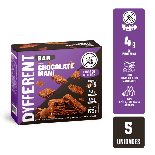 Barra de Maní Chocolate 175gr - 5 unidades - Dyfferent