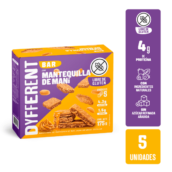 Barra de Mantequilla de maní 175gr - 5 unidades - Dyfferent
