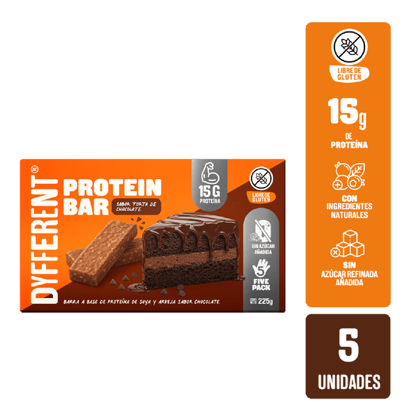 Protein Bar 225g Torta de Chocolate - 5 Unidades - Dyfferent